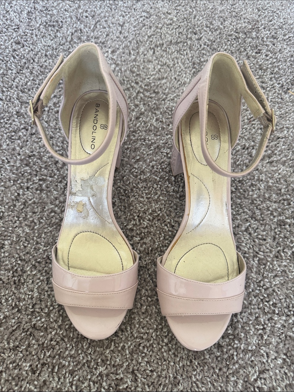 Bandolino Blush Patent Ankle-Strap Block Heels
